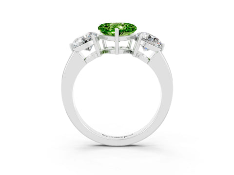White gold Heart Cut Peridot Three-Stone Ring with Prong Setting and Classic Band_3