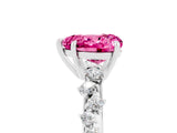 White gold Heart Cut Pink Sapphire Cluster Side Stone Solitaire Ring with Prong Setting_53
