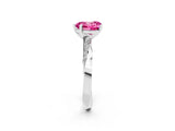 White gold Heart Cut Pink Sapphire Engagement Ring with Side Stone Accents and Four-Prong Setting_38
