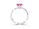 White gold Heart Cut Pink Sapphire Engagement Ring with Side Stone Accents and Four-Prong Setting_39