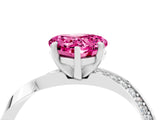 White gold Heart Cut Pink Sapphire Engagement Ring with Side Stone Accents and Four-Prong Setting_40