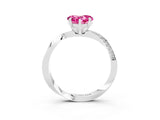 White gold Heart Cut Pink Sapphire Engagement Ring with Side Stone Accents and Four-Prong Setting_51