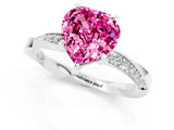 White gold Heart Cut Pink Sapphire Engagement Ring with Side Stone Accents and Four-Prong Setting_85