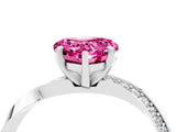 White gold Heart Cut Pink Sapphire Engagement Ring with Side Stone Accents and Four-Prong Setting_88