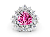 White gold Heart Cut Pink Sapphire Floral Double Halo Engagement Ring with Prong Setting_36