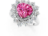 White gold Heart Cut Pink Sapphire Floral Double Halo Engagement Ring with Prong Setting_37