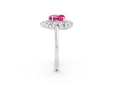 White gold Heart Cut Pink Sapphire Floral Double Halo Engagement Ring with Prong Setting_38