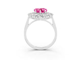 White gold Heart Cut Pink Sapphire Floral Double Halo Engagement Ring with Prong Setting_39