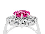 White gold Heart Cut Pink Sapphire Floral Double Halo Engagement Ring with Prong Setting_40