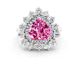 White gold Heart Cut Pink Sapphire Floral Double Halo Engagement Ring with Prong Setting_48