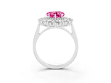 White gold Heart Cut Pink Sapphire Floral Double Halo Engagement Ring with Prong Setting_51