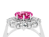 White gold Heart Cut Pink Sapphire Floral Double Halo Engagement Ring with Prong Setting_52