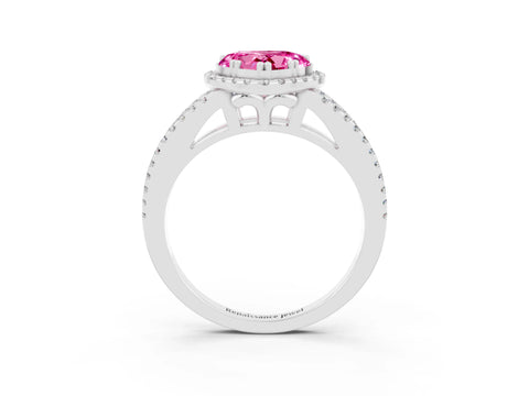 White gold Heart Cut Pink Sapphire Halo Split Shank Engagement Ring_15