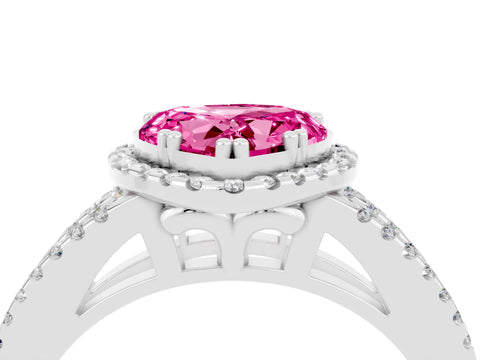 White gold Heart Cut Pink Sapphire Halo Split Shank Engagement Ring_16