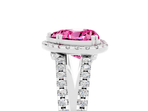 White gold Heart Cut Pink Sapphire Halo Split Shank Engagement Ring_17