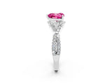 White gold Heart Cut Pink Sapphire  Halo Twist Band Solitaire Prong Setting Ring_26