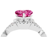 White gold Heart Cut Pink Sapphire  Halo Twist Band Solitaire Prong Setting Ring_28