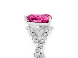 White gold Heart Cut Pink Sapphire  Halo Twist Band Solitaire Prong Setting Ring_29