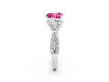 White gold Heart Cut Pink Sapphire Halo Twist Band Solitaire Prong Setting Ring_38