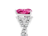 White gold Heart Cut Pink Sapphire Halo Twist Band Solitaire Prong Setting Ring_41