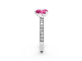 White gold Heart Cut Pink Sapphire Milgrain Pavé Engagement Ring with Four-Prong Setting_38