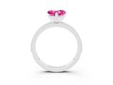 White gold Heart Cut Pink Sapphire Milgrain Pavé Engagement Ring with Four-Prong Setting_39
