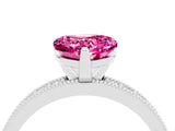 White gold Heart Cut Pink Sapphire Milgrain Pavé Engagement Ring with Four-Prong Setting_40