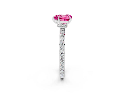 White gold Heart Cut Pink Sapphire Pavé Engagement Ring with Round  Accents and Prong Setting_50