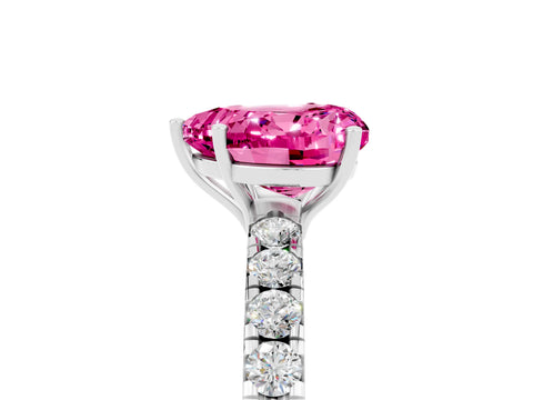 White gold Heart Cut Pink Sapphire Pavé Solitaire Engagement Ring with Four-Prong Setting_17