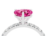 White gold Heart Cut Pink Sapphire Pavé Solitaire Ring with Round Band and Prong Setting_16