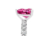 White gold Heart Cut Pink Sapphire Pavé Solitaire Ring with Round Band and Prong Setting_17