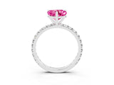 White gold Heart Cut Pink Sapphire Pavé Solitaire Ring with Round Band and Prong Setting_39