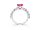 White gold Heart Cut Pink Sapphire Prong Setting with Side Stones on a Pave Band_27