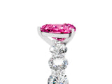 White gold Heart Cut Pink Sapphire Prong Setting with Side Stones on a Pave Band_29