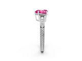 White gold Heart Cut Pink Sapphire Ring with Milgrain Pavé Band and Four-Prong Setting_38