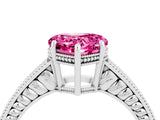White gold Heart Cut Pink Sapphire Ring with Milgrain Pavé Band and Four-Prong Setting_40