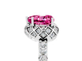 White gold Heart Cut Pink Sapphire Scalloped Halo Engagement Ring with Round Shared Prong Band_29