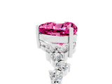 White gold Heart Cut Pink Sapphire Scattered Round Accent Ring with Prong Setting_29