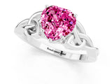 White gold Heart Cut Pink Sapphire Solitaire Celtic Knot Ring with Four-Prong Setting_37