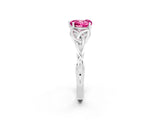 White gold Heart Cut Pink Sapphire Solitaire Celtic Knot Ring with Four-Prong Setting_38