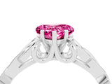 White gold Heart Cut Pink Sapphire Solitaire Celtic Knot Ring with Four-Prong Setting_40