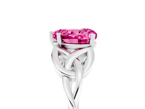 White gold Heart Cut Pink Sapphire Solitaire Celtic Knot Ring with Four-Prong Setting_41