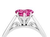 White gold Heart Cut Pink Sapphire Solitaire Engagement Ring with Cathedral Setting and Four-Prong Mount_10