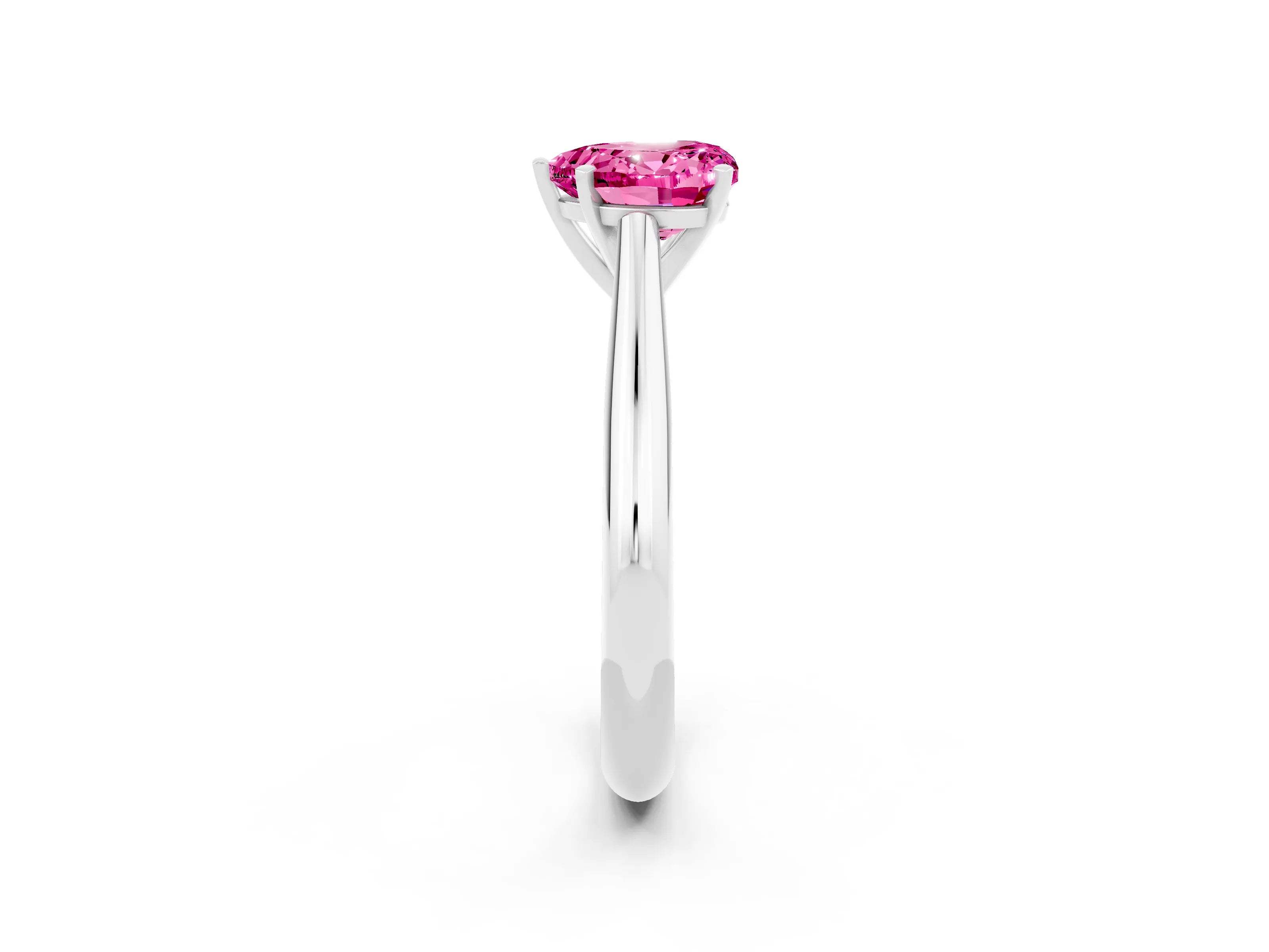 White gold Heart Cut Pink Sapphire Solitaire Engagement Ring with Cathedral Setting and Four-Prong Mount_14