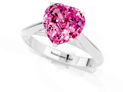 White gold Heart Cut Pink Sapphire Solitaire Engagement Ring with Cathedral Setting and Four-Prong Mount_25