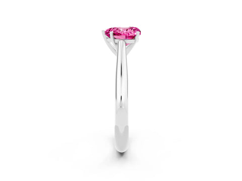 White gold Heart Cut Pink Sapphire Solitaire Engagement Ring with Cathedral Setting and Four-Prong Mount_26