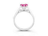 White gold Heart Cut Pink Sapphire Solitaire Engagement Ring with Cathedral Setting and Four-Prong Mount_45