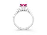White gold Heart Cut Pink Sapphire Solitaire Engagement Ring with Cathedral Setting and Four-Prong Mount_9