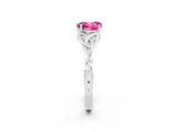 White gold Heart Cut Pink Sapphire Solitaire Engagement Ring with Celtic Knot Band and Four-Prong Setting_26