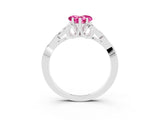 White gold Heart Cut Pink Sapphire Solitaire Engagement Ring with Celtic Knot Band and Four-Prong Setting_27